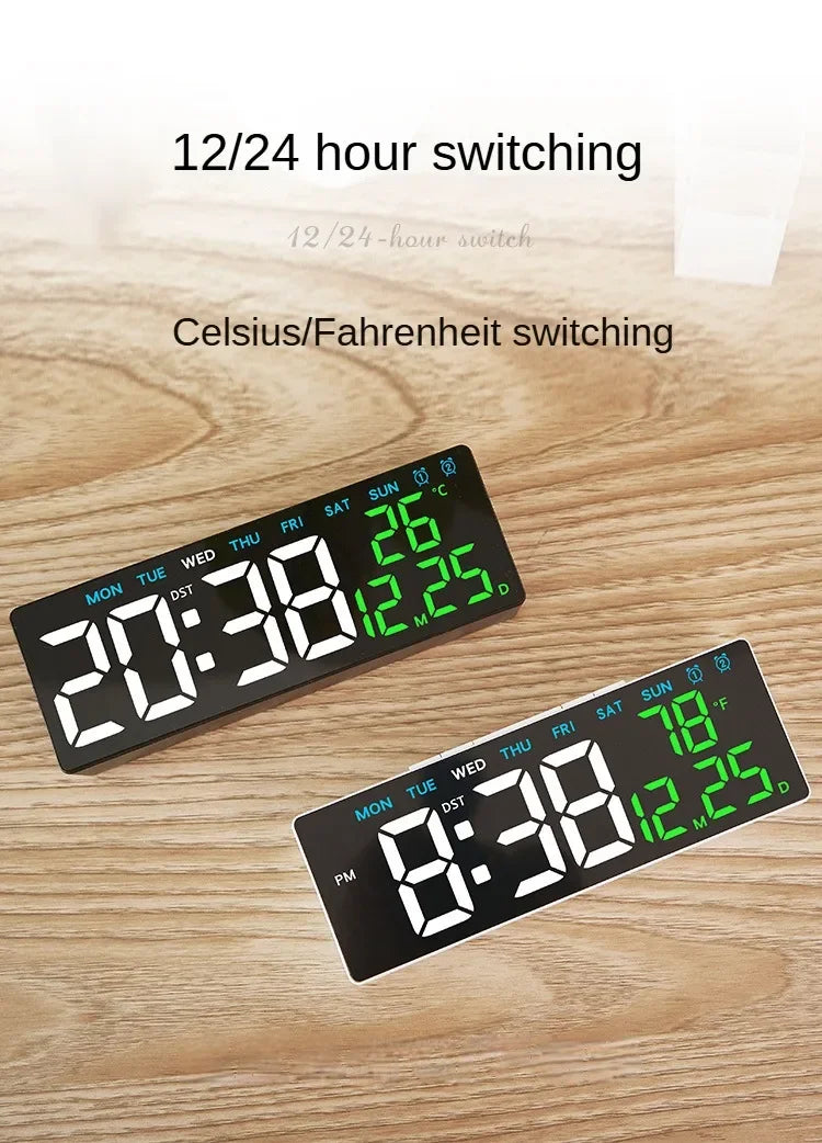Réveil numérique LED avec température, date et mode nuit