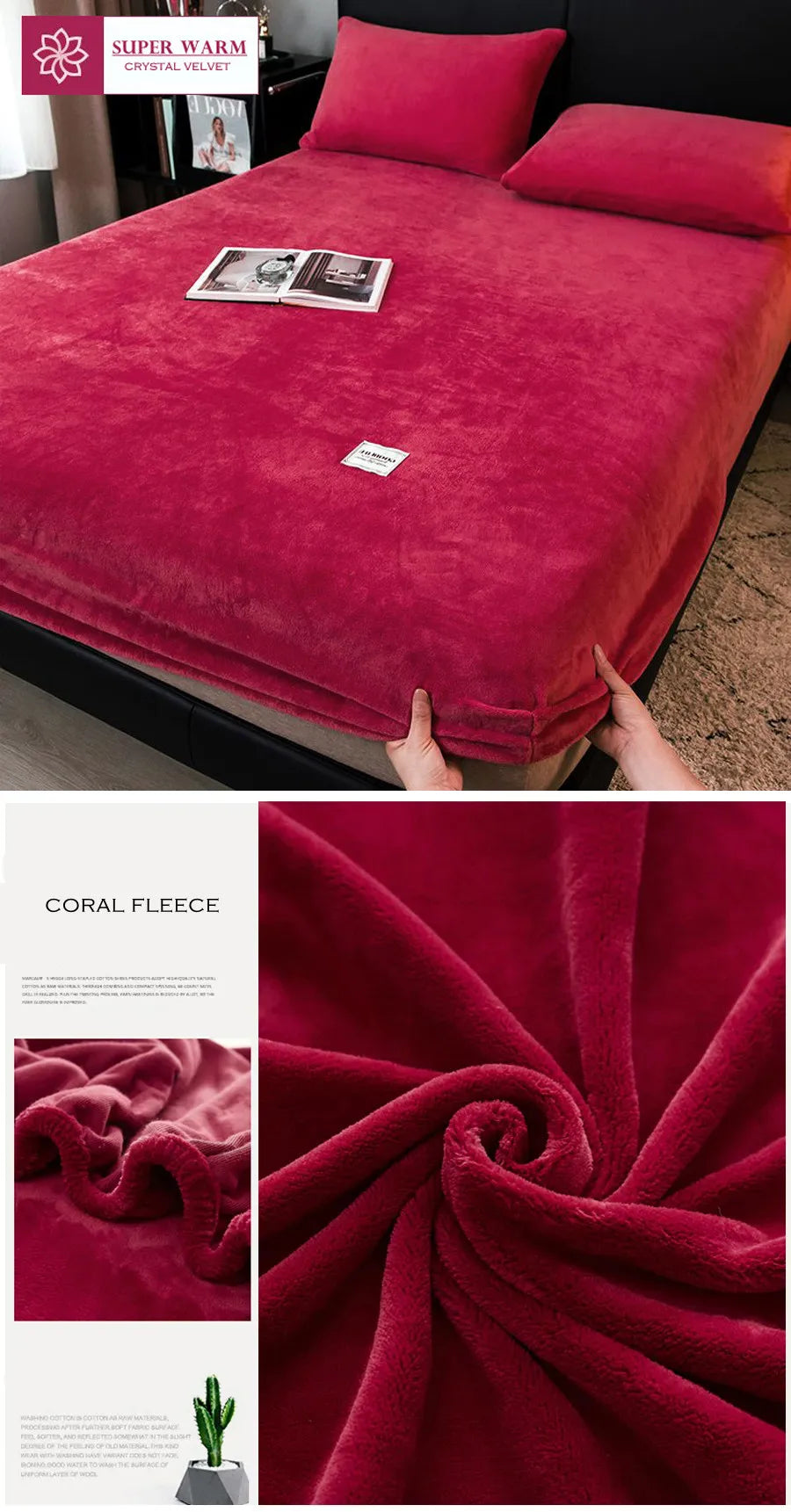 WOSTAR - Drap-housse en peluche douce, luxe pour couple d'hiver