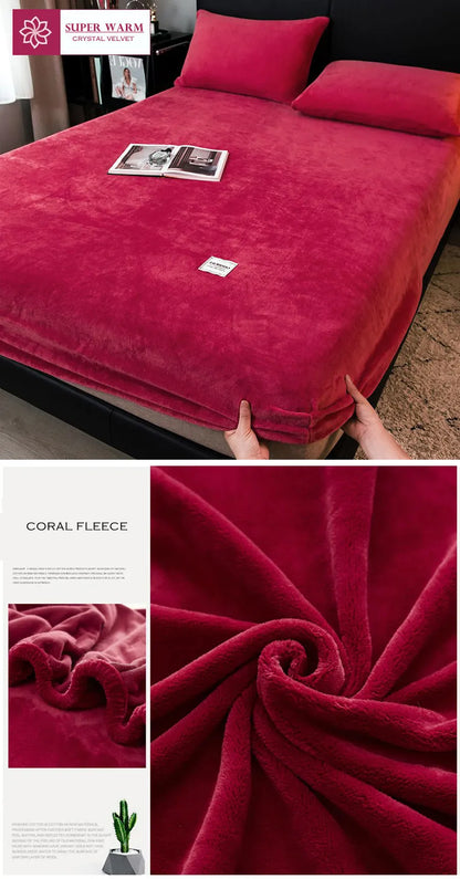 WOSTAR - Drap-housse en peluche douce, luxe pour couple d'hiver