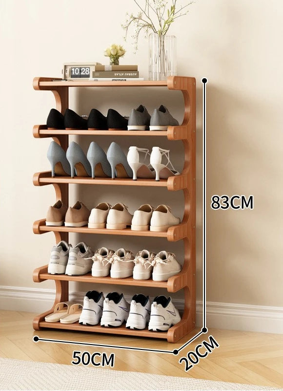 Étagère à chaussures en bois multi-niveaux pour rangement pratique