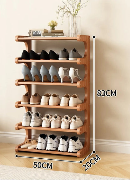 Étagère à chaussures en bois multi-niveaux pour rangement pratique