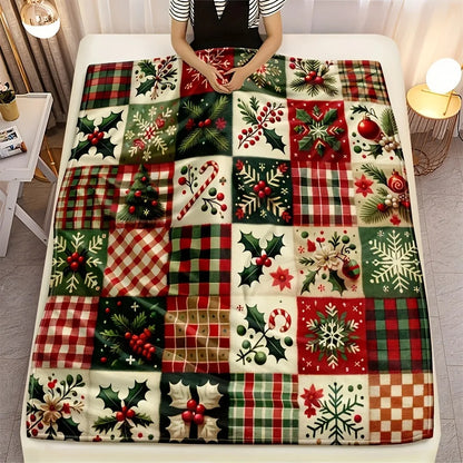 Couverture en flanelle à motifs de Noël pour canapé et voyage