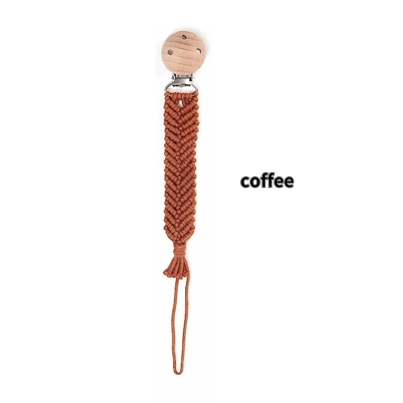 Porte-tétine en macramé et chanvre pour bébé - Tétine en coton artisanale