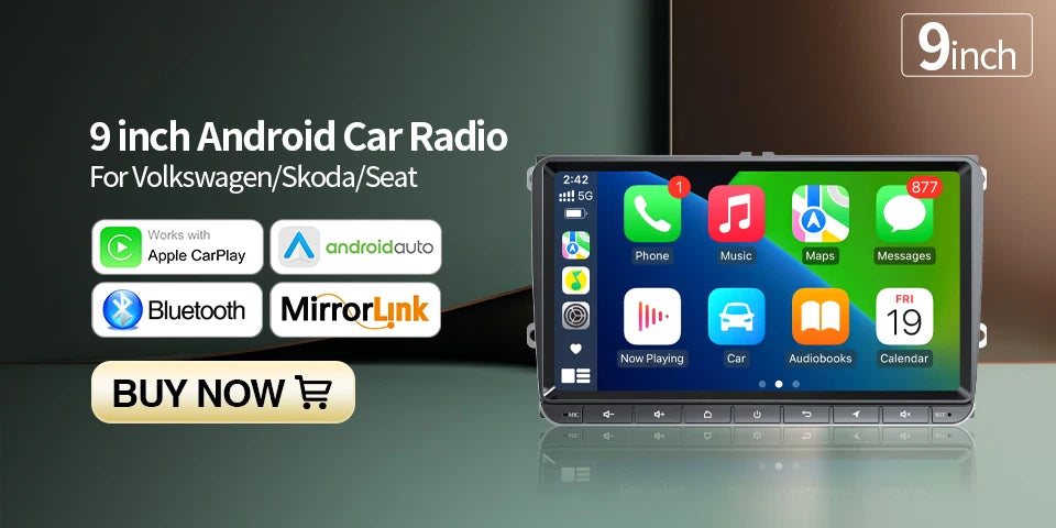 Autoradio GPS Android 13 pour VW, Skoda, Golf, Passat - 2Din