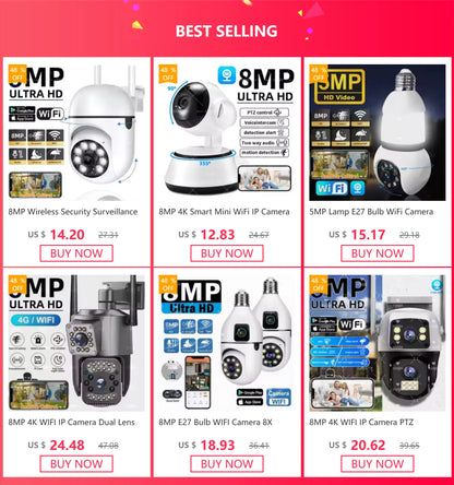 Caméra de Surveillance Wifi 8MP HD avec Zoom 4X et Suivi AI