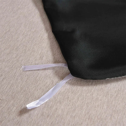 Housse de Couette Satin 3 pièces Queen Noir - Luxe & Douceur