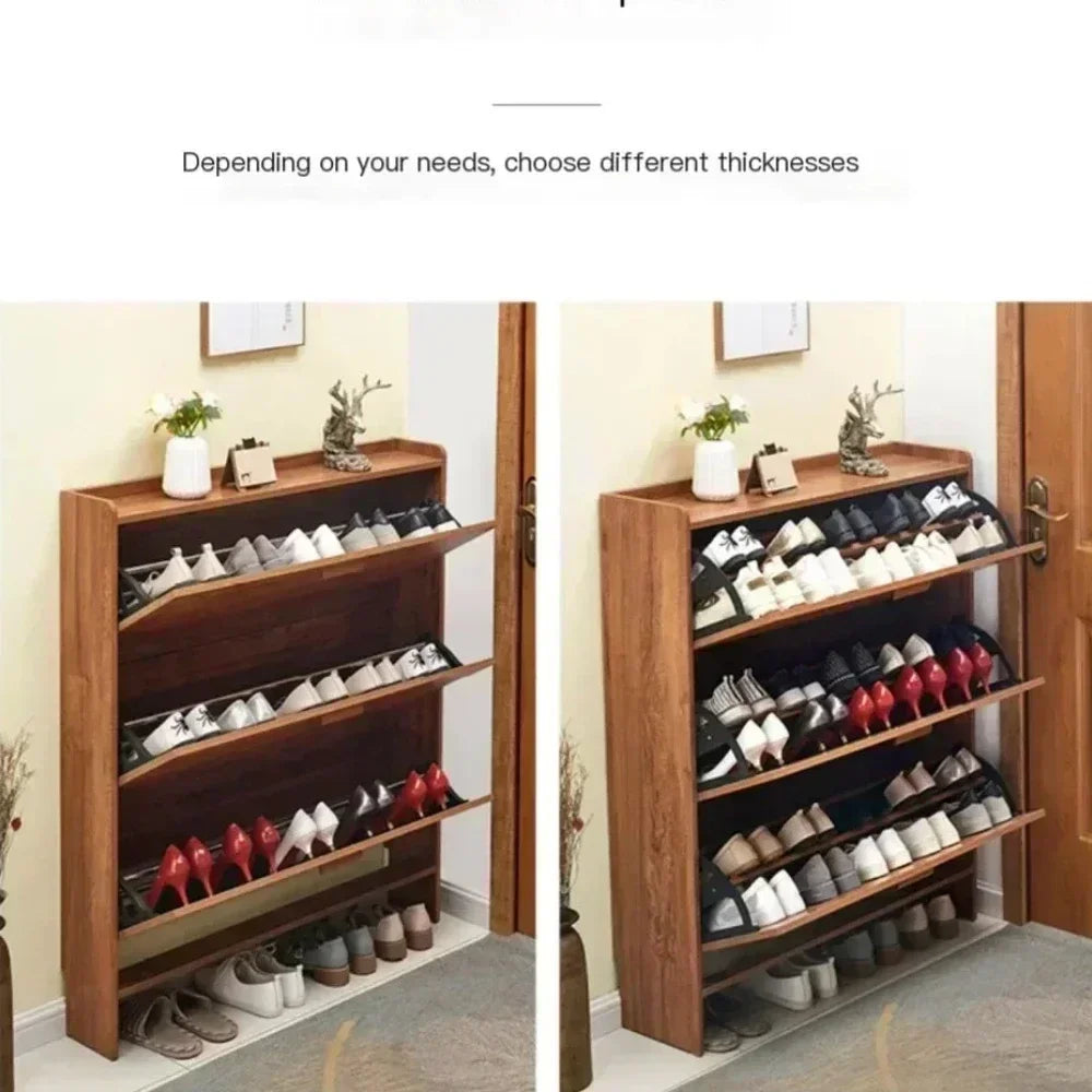 Armoire à chaussures en bois multicouche, gain de place et design pratique