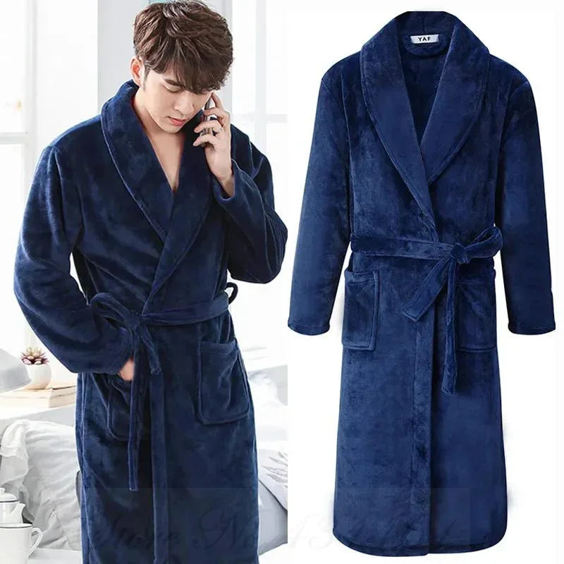Peignoir Kimono en flanelle pour hommes - Confort d'automne hiver