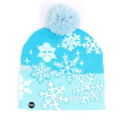 Chapeau de Noël LED Clignotant - Bonnet Tricoté Bonhomme de Neige