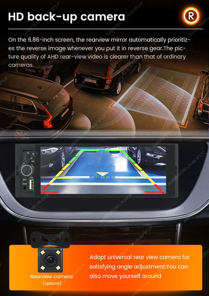 Autoradio 1Din sans fil CarPlay & Android Auto - Écran 6.86'' HD