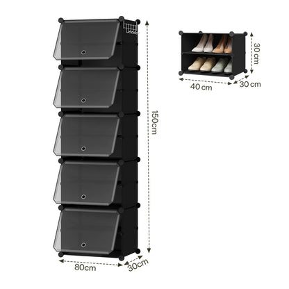 Armoire à chaussures pliable en PP transparent - Organisateur modulaire