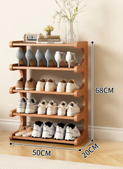 Étagère à chaussures en bois multi-niveaux pour rangement pratique