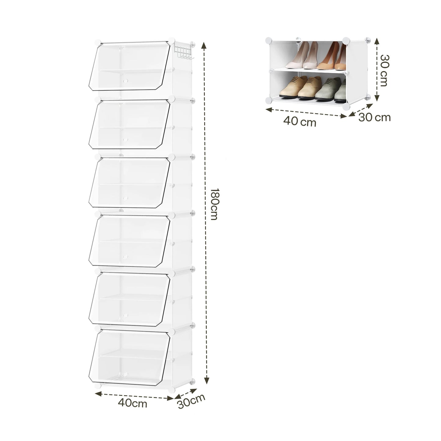 Armoire à chaussures pliable en PP transparent - Organisateur modulaire