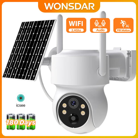 Caméra IP Solaire PTZ 4MP WiFi - Zoom 6X, Surveillance Extérieure 1080P