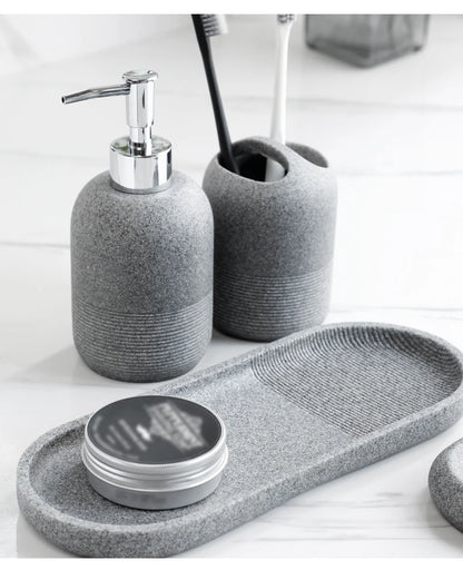 Ensemble d'accessoires de salle de bain 5 pièces - Beige et gris