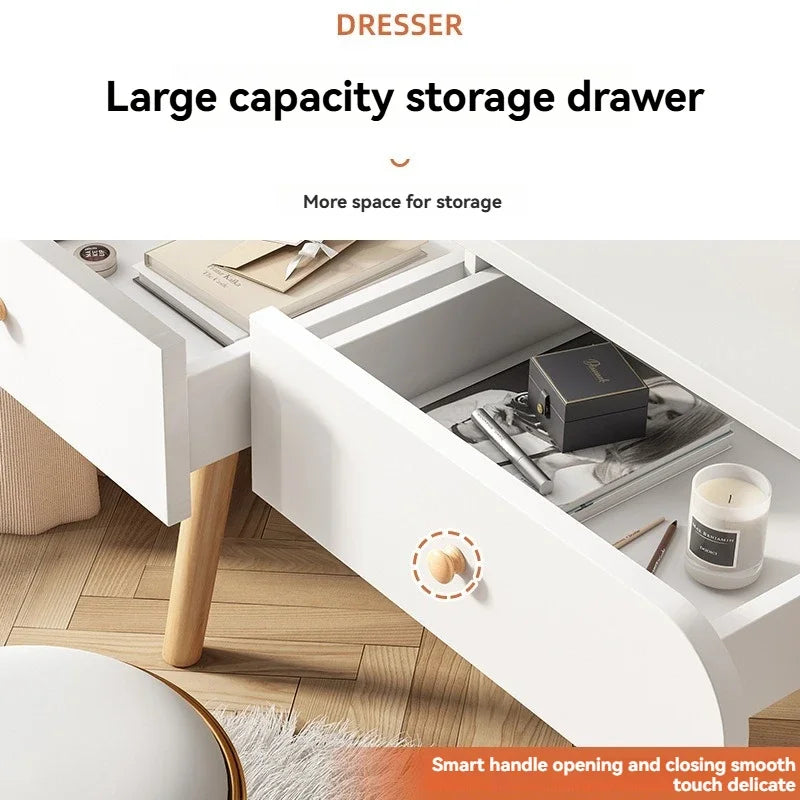 Coiffeuse moderne avec miroir et rangement, petite et élégante