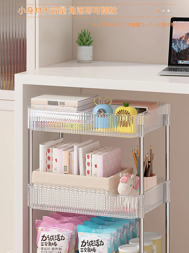 Chariot de Rangement Transparent 2/3/4 Niveaux - Étagère à Snacks Luxe