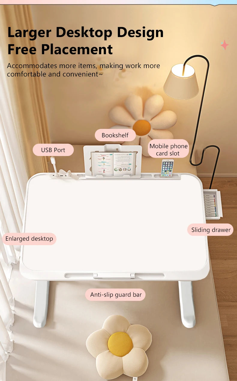 Bureau d'Ordinateur Pliable et Réglable pour Petite Espace