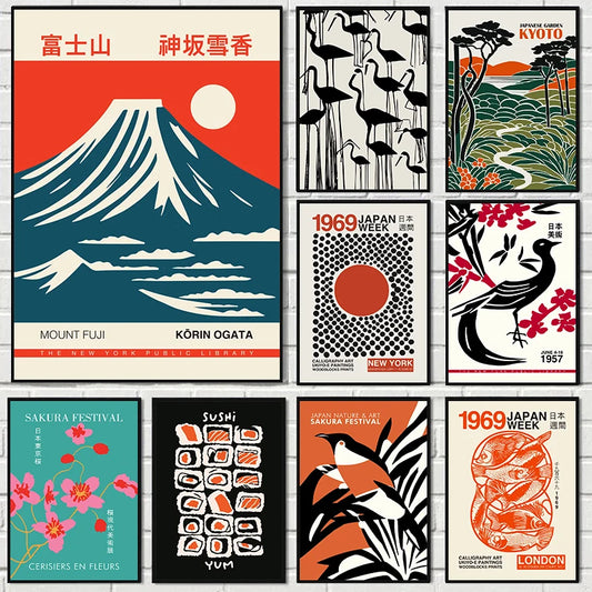 Affiches Vintage Japonaises - Toile Mont Fuji pour Décoration
