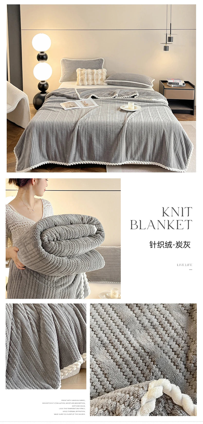 Couverture King Size à Carreaux - Chaude et Confortable pour Canapé