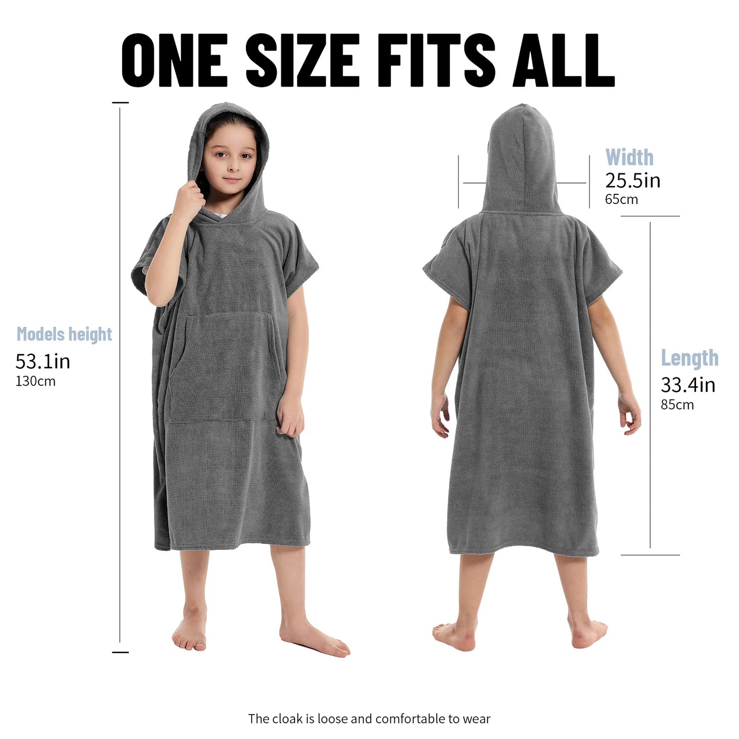 Robe de bain enfants avec capuche - Poncho de plage absorbant