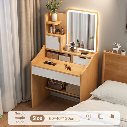 Commode avec Miroir : Table de Maquillage Rangement Petit Appartement