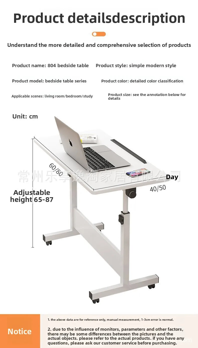 Table pliante mobile avec rouleaux - Table de chevet polyvalente