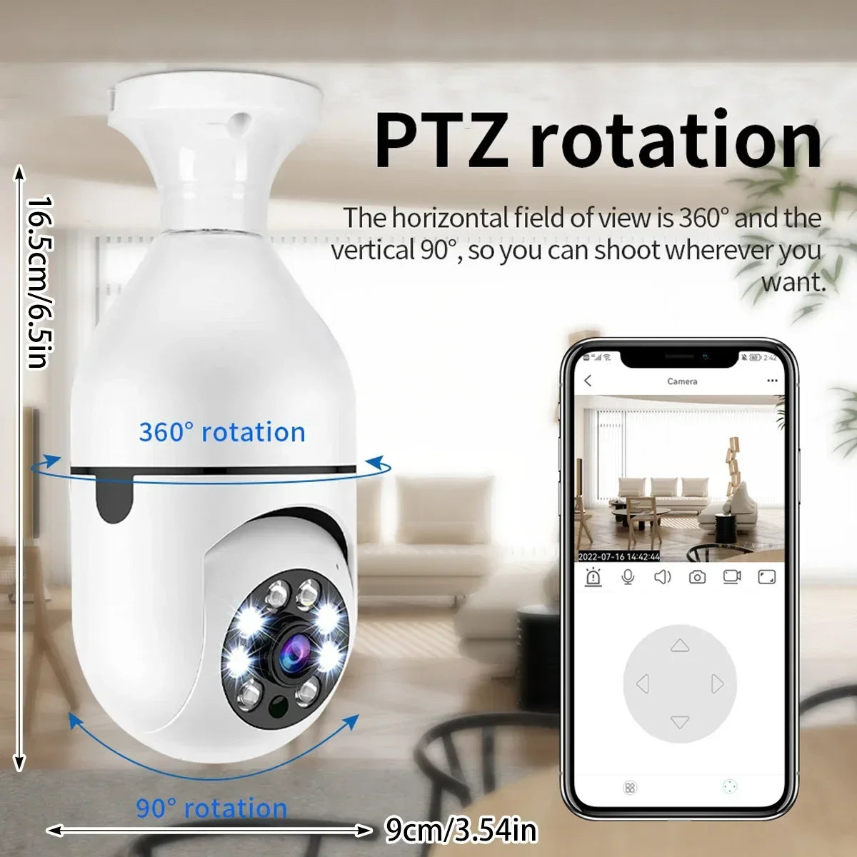 Caméra WiFi E27 8MP PTZ avec Zoom 10X et Vision Nocturne