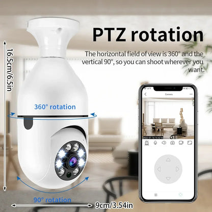 Caméra WiFi E27 8MP PTZ avec Zoom 10X et Vision Nocturne