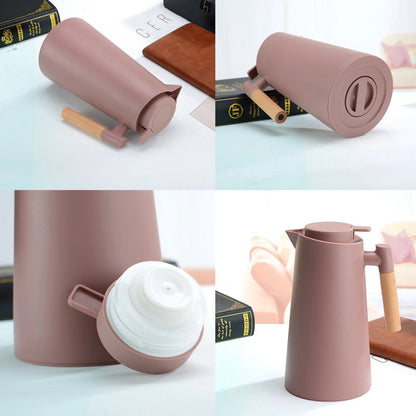 Carafe thermique isolée 1L avec poignée en bois - Garde au chaud/froid