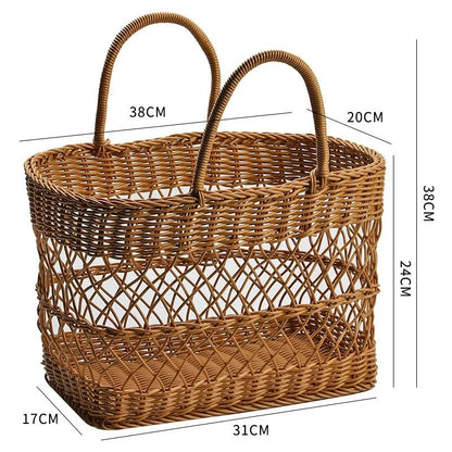 Panier tissé en rotin : luxe pour pique-nique et rangement