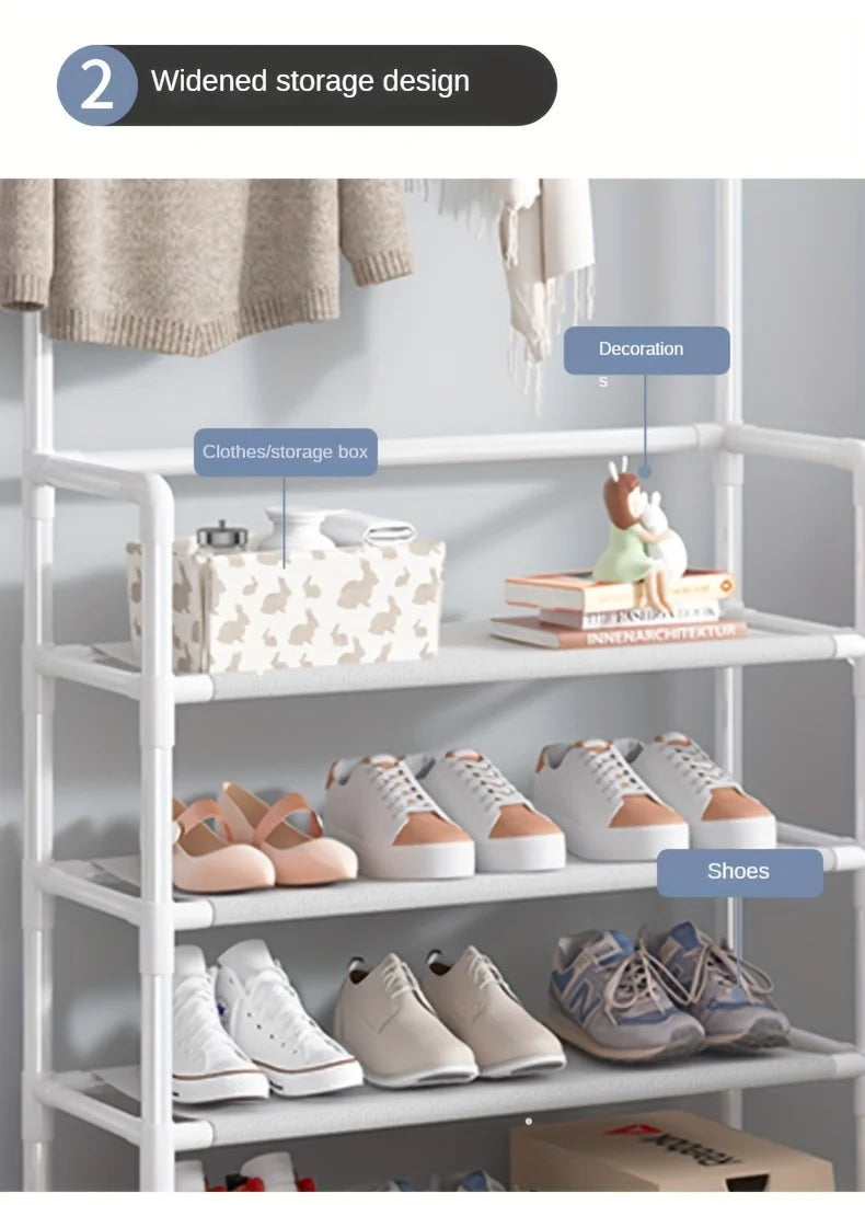 Porte-manteau et étagère de rangement pour chaussures et accessoires