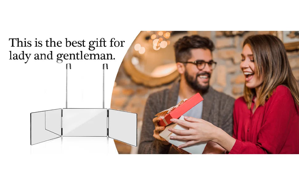 Miroir de maquillage portable 3 volets 360° avec crochet réglable