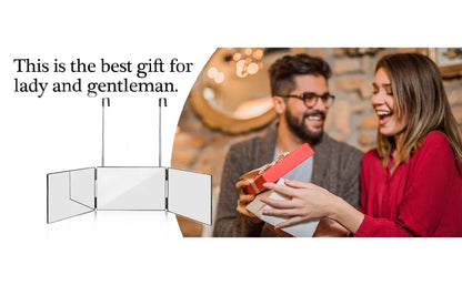 Miroir de maquillage portable 3 volets 360° avec crochet réglable