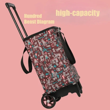 Chariot de courses pliant léger, étanche et grande capacité