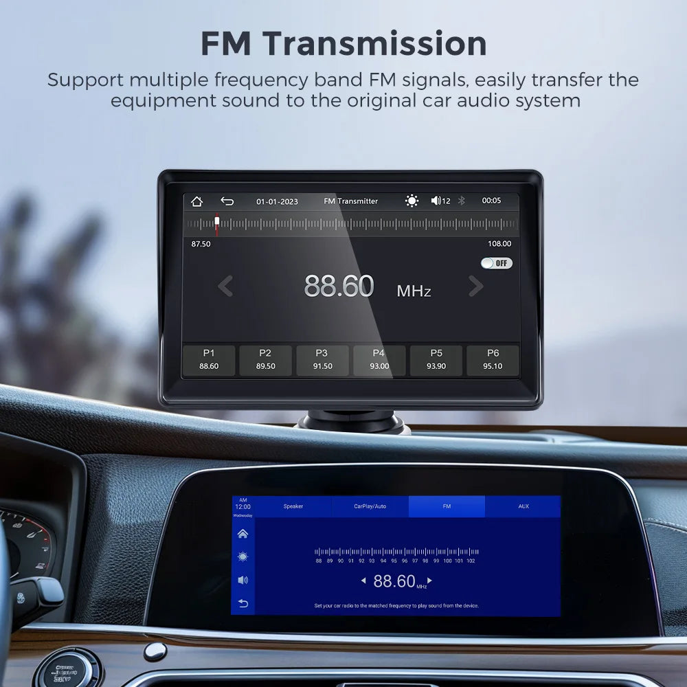 Autoradio Android 7'' sans fil - FM, BT, WiFi, AUX intégré