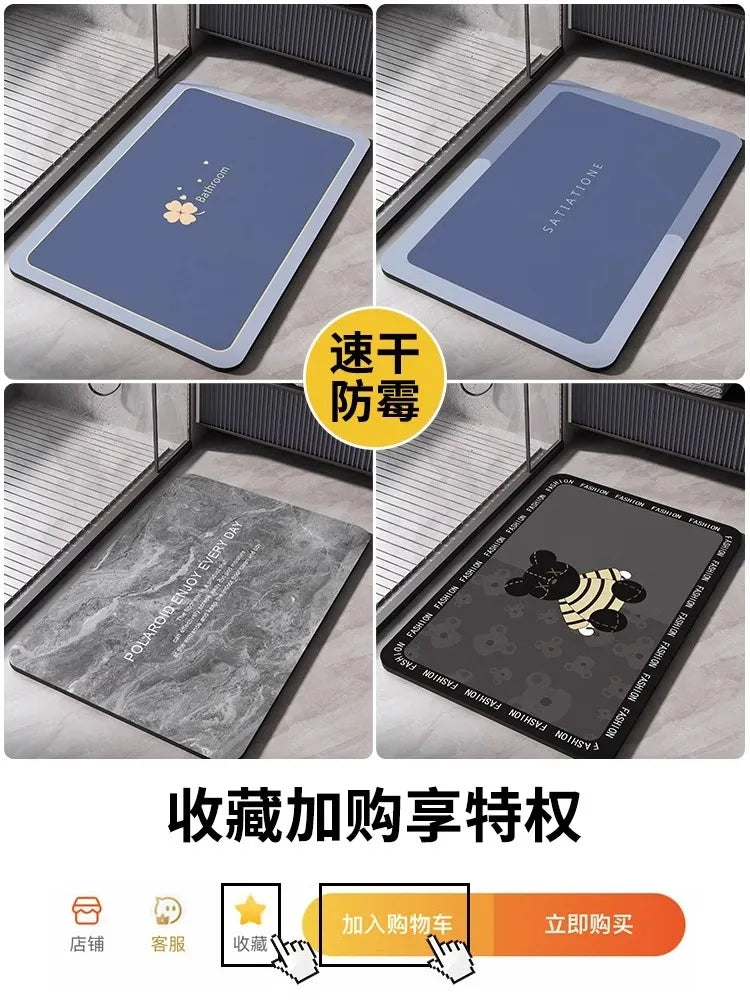 Tapis de Bain en Diatomite Antidérapant - Séchage Rapide & Lavable