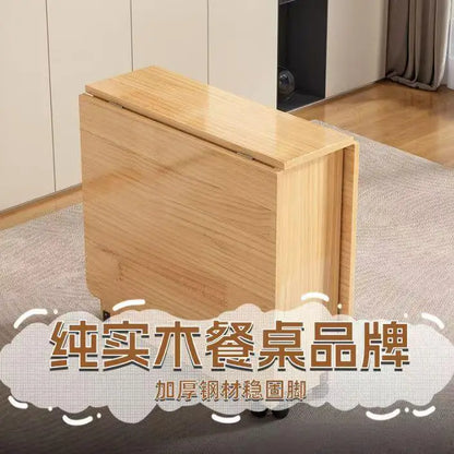 Table à Manger Pliante en Bois Massif - Table Rectangulaire Multifonction