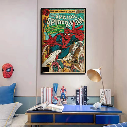 Affiche rétro Spider-Man Marvel, décoration murale enfant