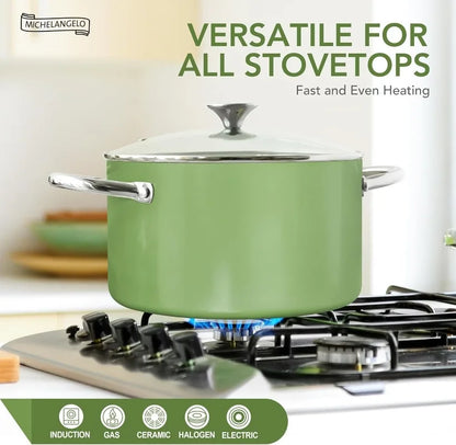 Marmite antiadhésive Michelangelo 6L avec couvercle - Compatible Induction