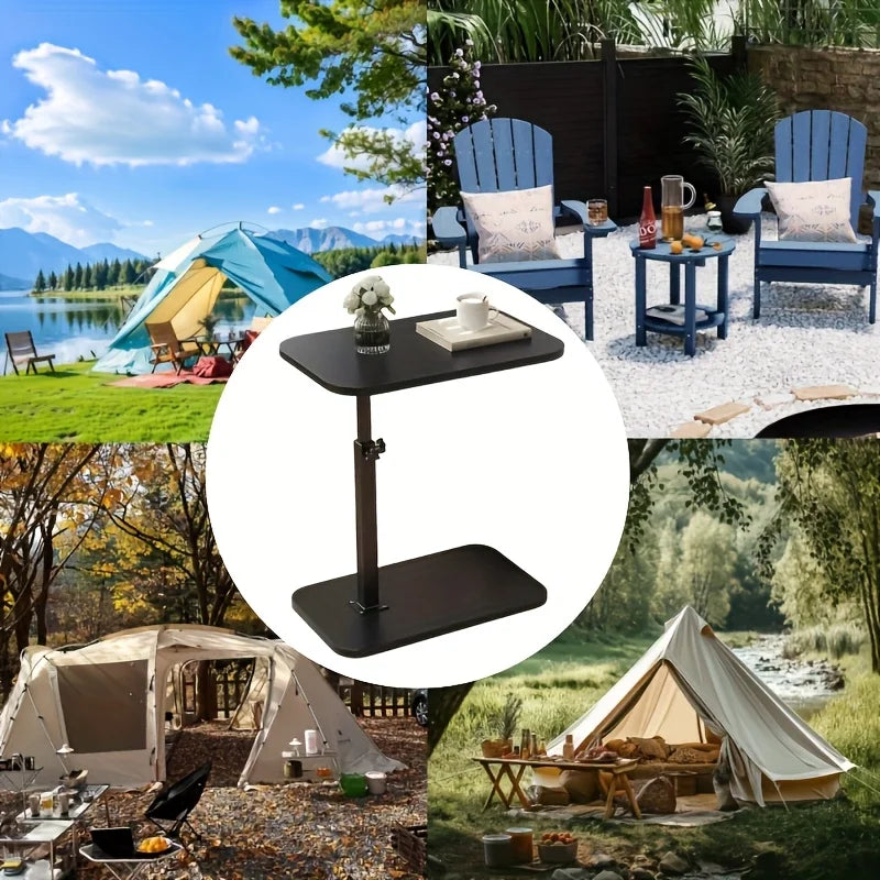 Table à Hauteur Réglable en Bois - Table d'Appoint Portable Intérieur/Extérieur