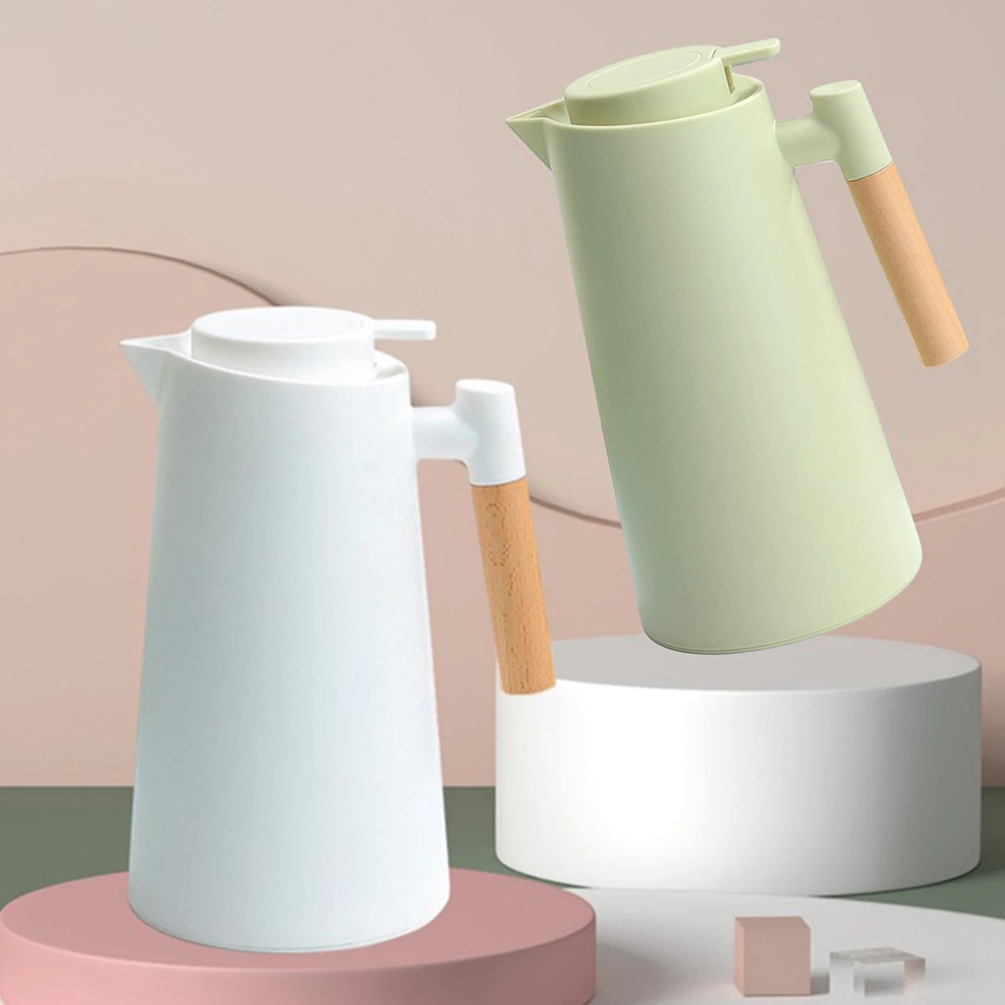 Carafe thermique isolée 1L avec poignée en bois - Garde au chaud/froid