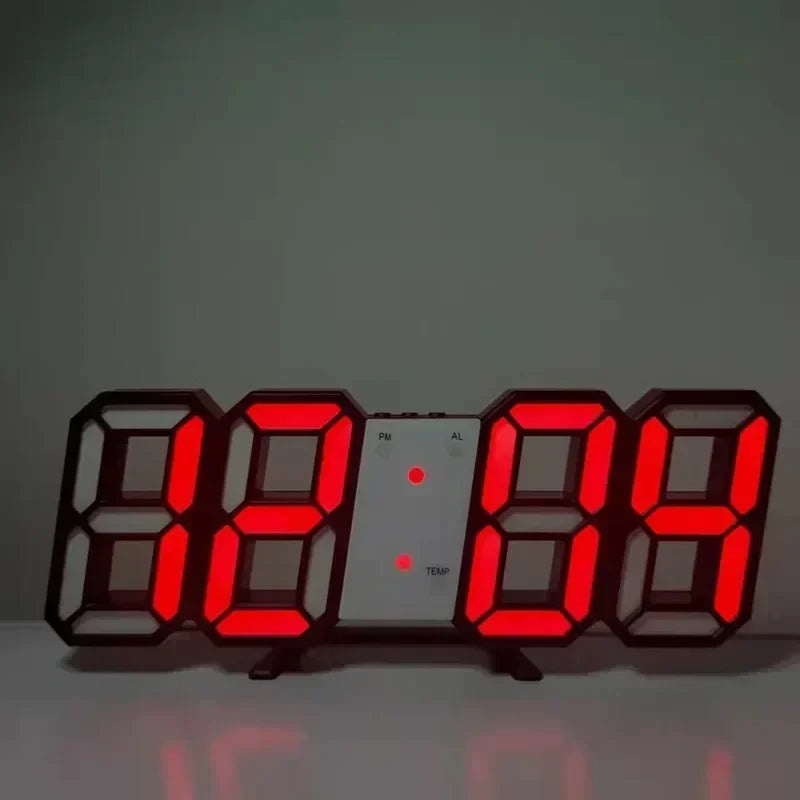 Réveil numérique LED 3D : Horloge murale avec date et température