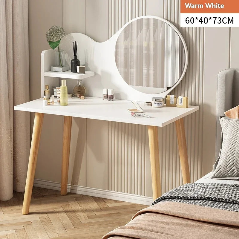 Coiffeuse moderne avec miroir et rangement, petite et élégante