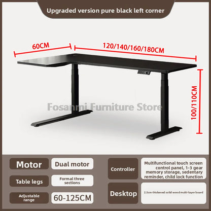 Bureau debout électrique L, réglable, moderne pour bureau et étude