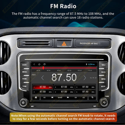 Autoradio GPS Android 13 pour VW, Skoda, Golf, Passat - 2Din