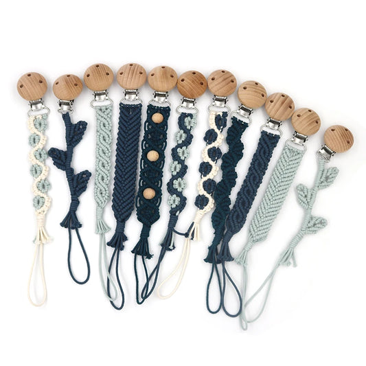 Porte-tétine en macramé et chanvre pour bébé - Tétine en coton artisanale