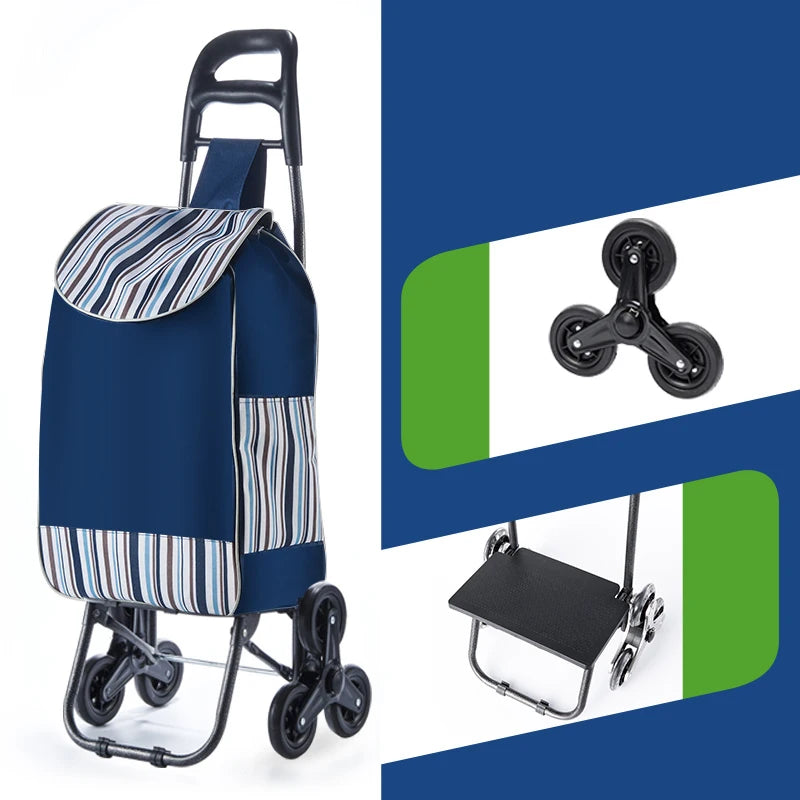 Chariot d'épicerie léger et pliable pour escalier - Idéal voyage