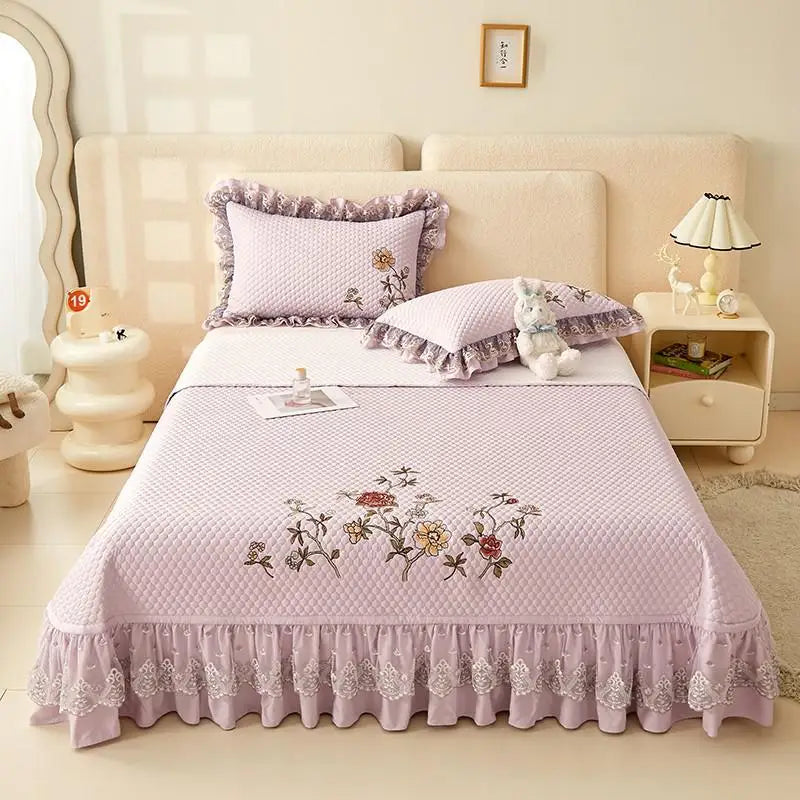 Ensemble de couvre-lit d'été brodé chic - léger et doux, 1 à 3 pièces