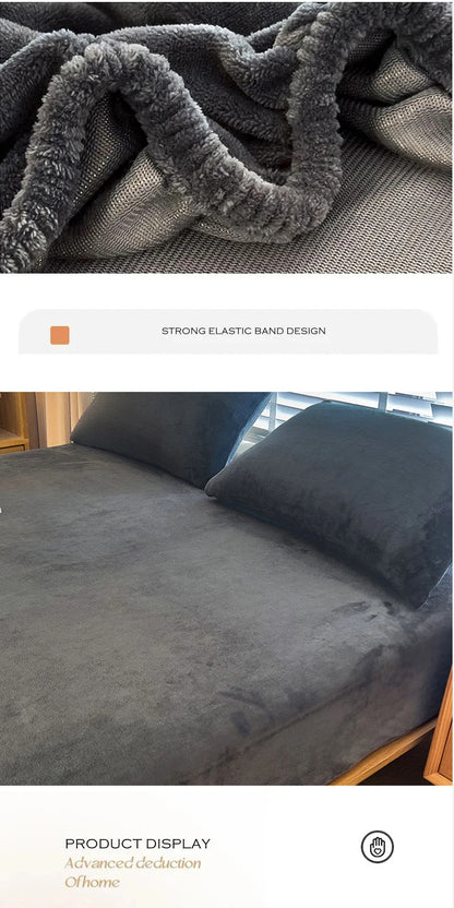 WOSTAR - Drap-housse en peluche douce, luxe pour couple d'hiver